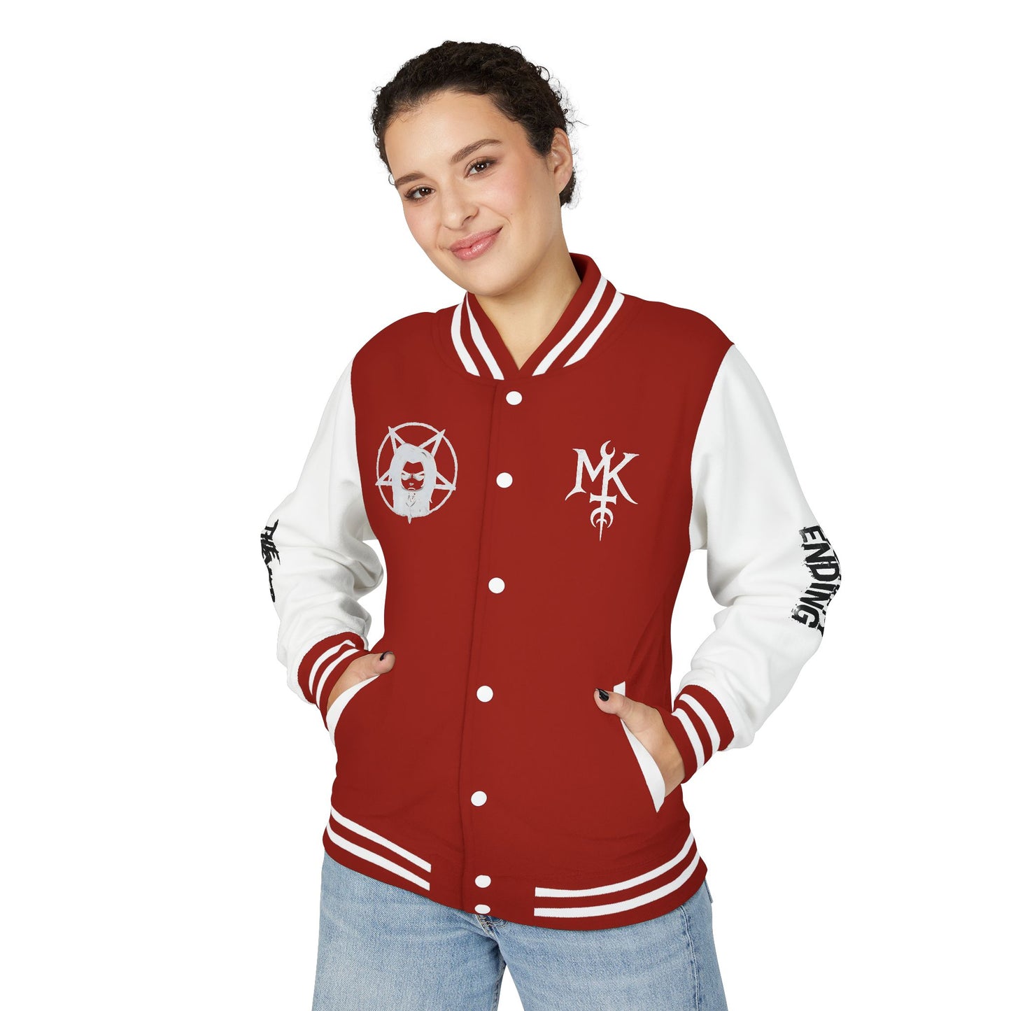 Manic Kazzy Letterman Jacket - Red & White