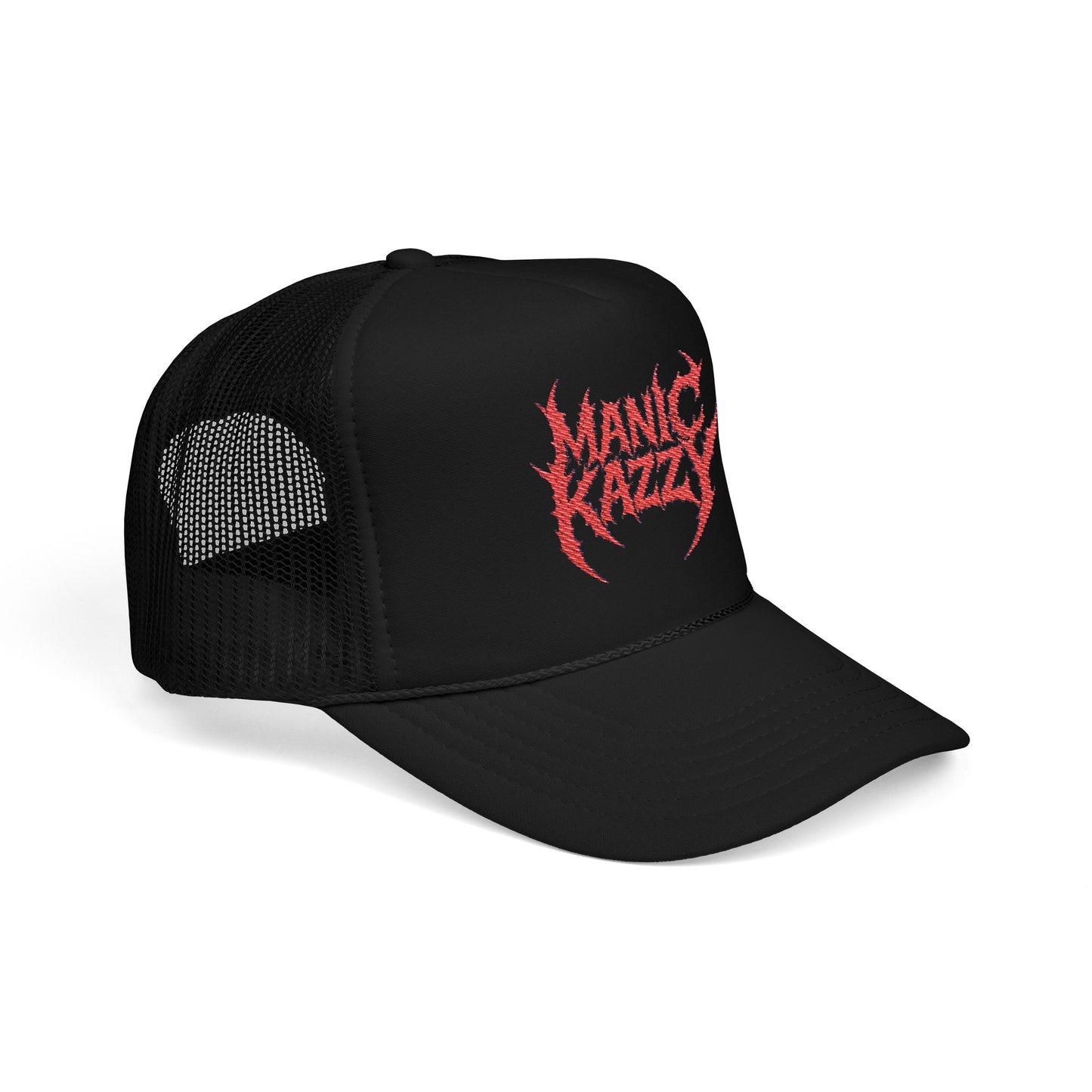 Manic Kazzy Embroidered Foam Trucker Hat, Stylish Cap for Casual Outings, Concerts, Festivals, Gift for Music Lovers, Unisex Hat